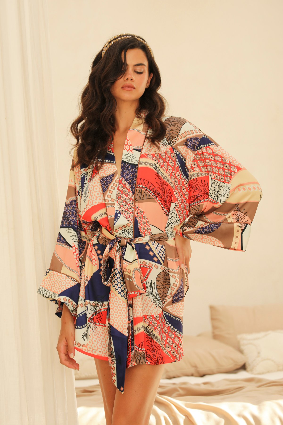 Minuit Kısa Kimono Sabahlık - Görsel 3