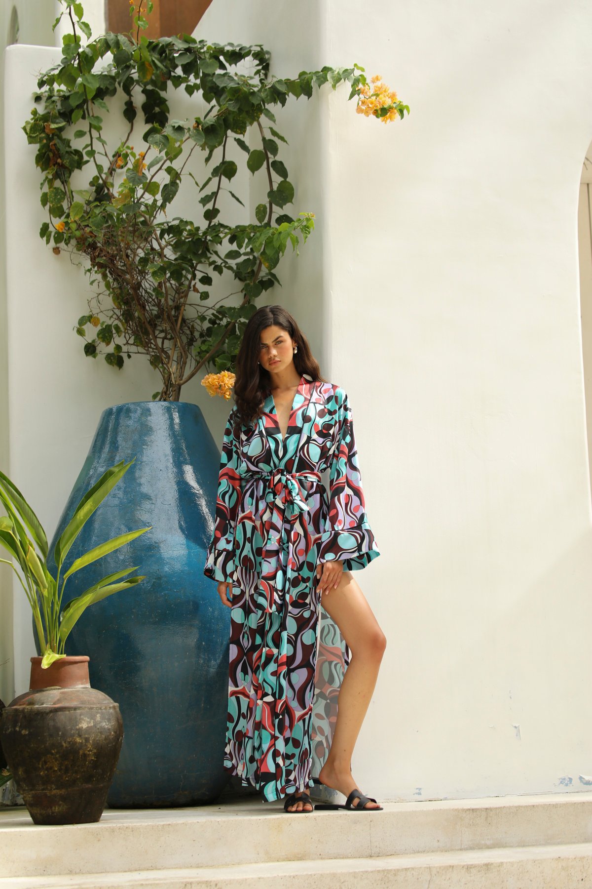 Vivienne Uzun Kimono Sabahlık - Görsel 3