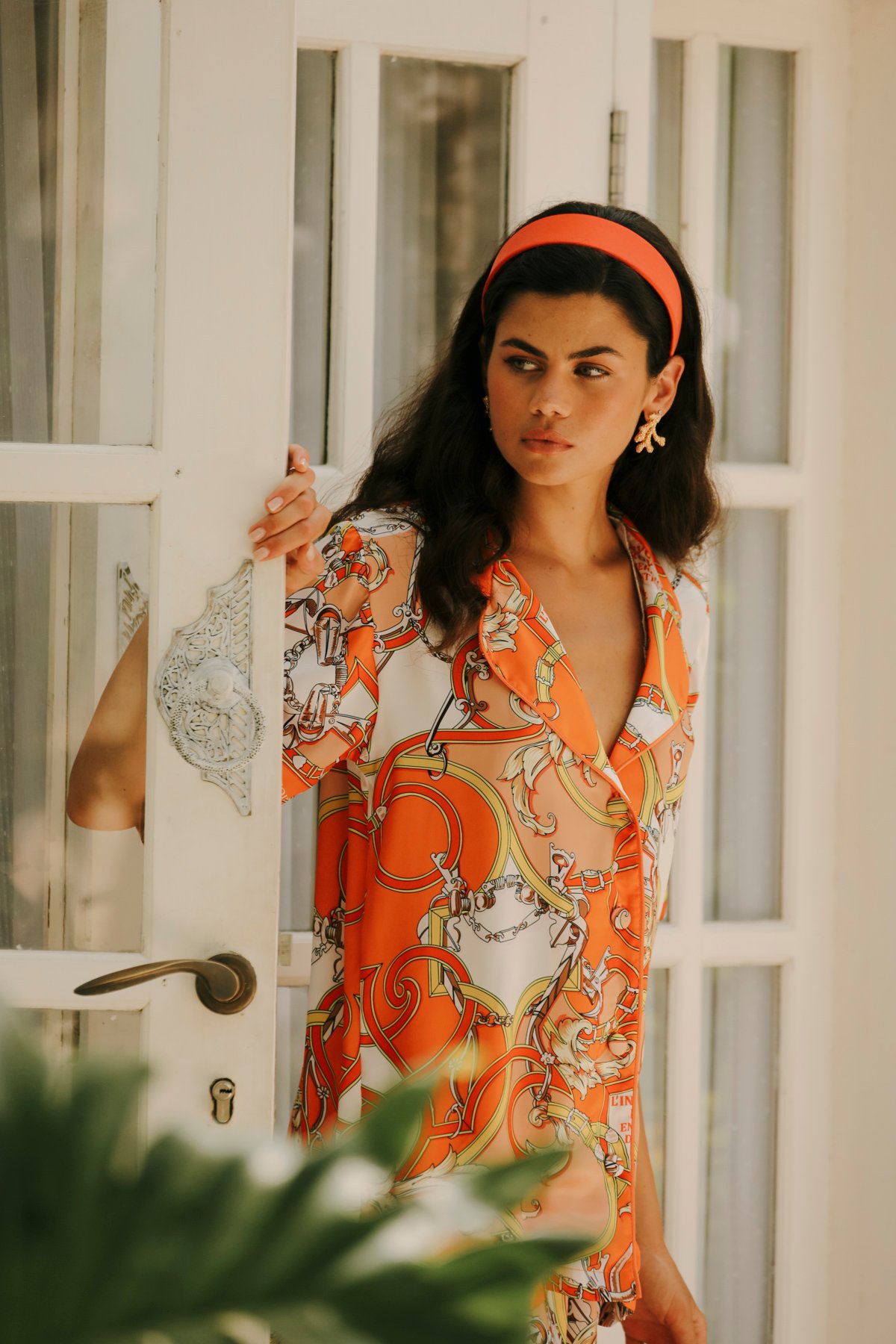 Aurelie Orange Kısa Kollu Gömlek Üst - Görsel 7