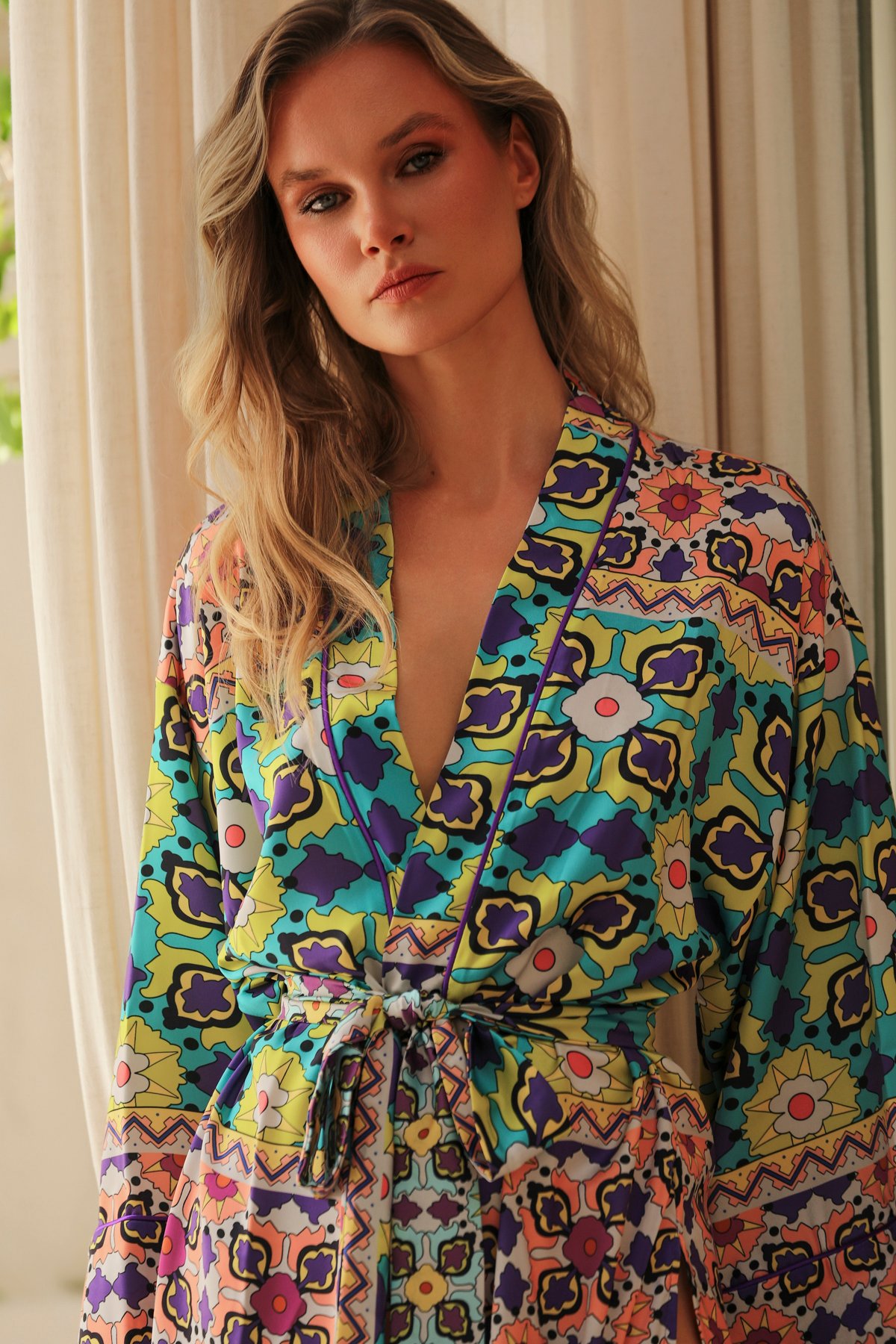 Etnique Uzun Kimono Sabahlık - Görsel 4