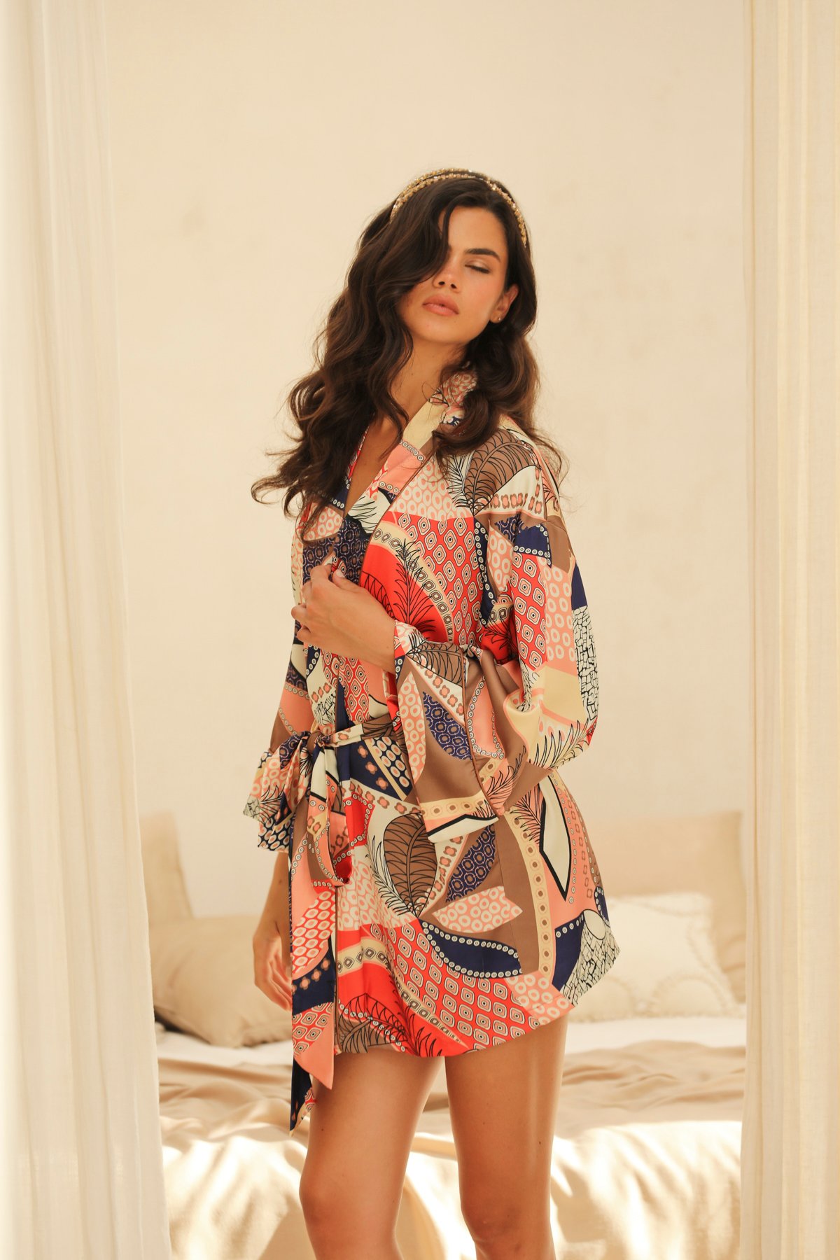 Minuit Kısa Kimono Sabahlık - Görsel 4