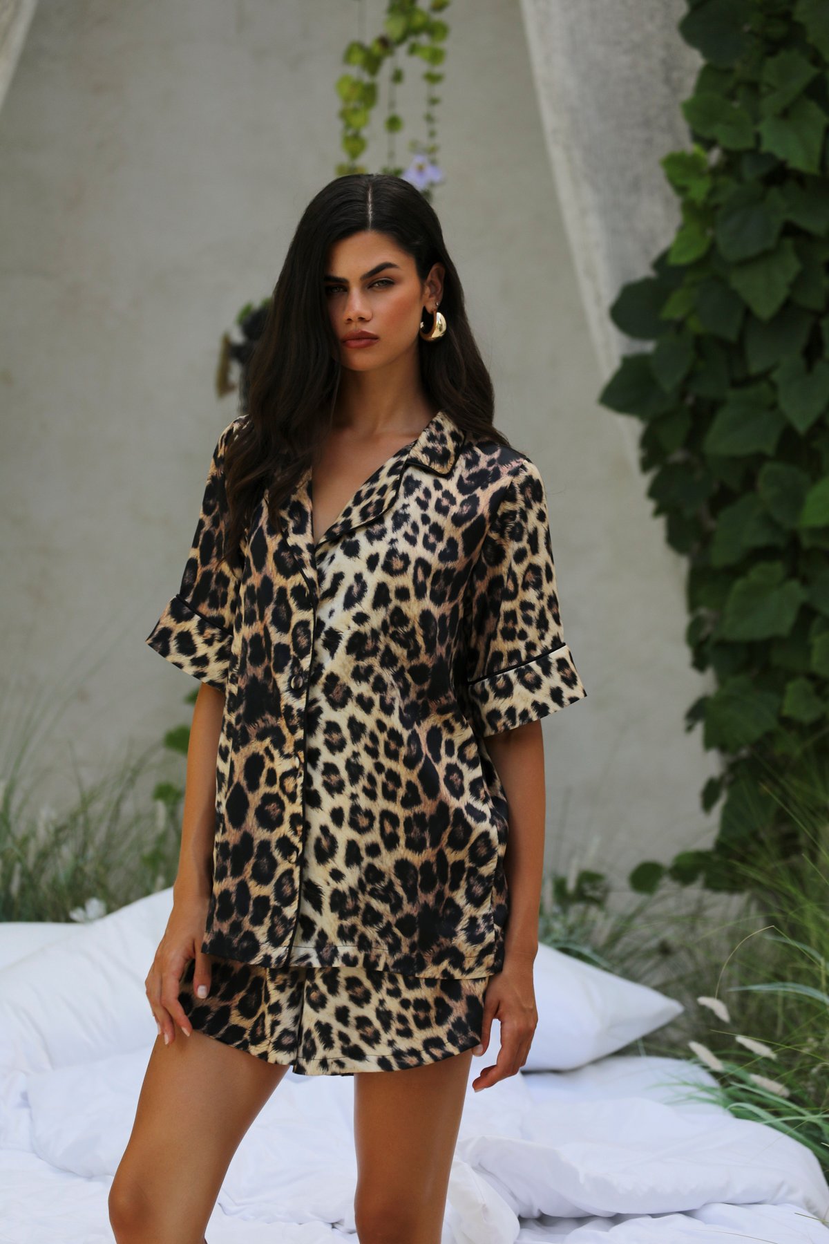 Leopard Kısa Kollu Gömlek Üst - Görsel 5