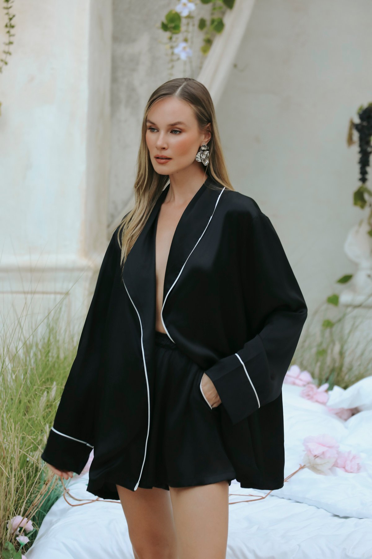 Ombre De Soie Şal Yaka Üst - Görsel 5