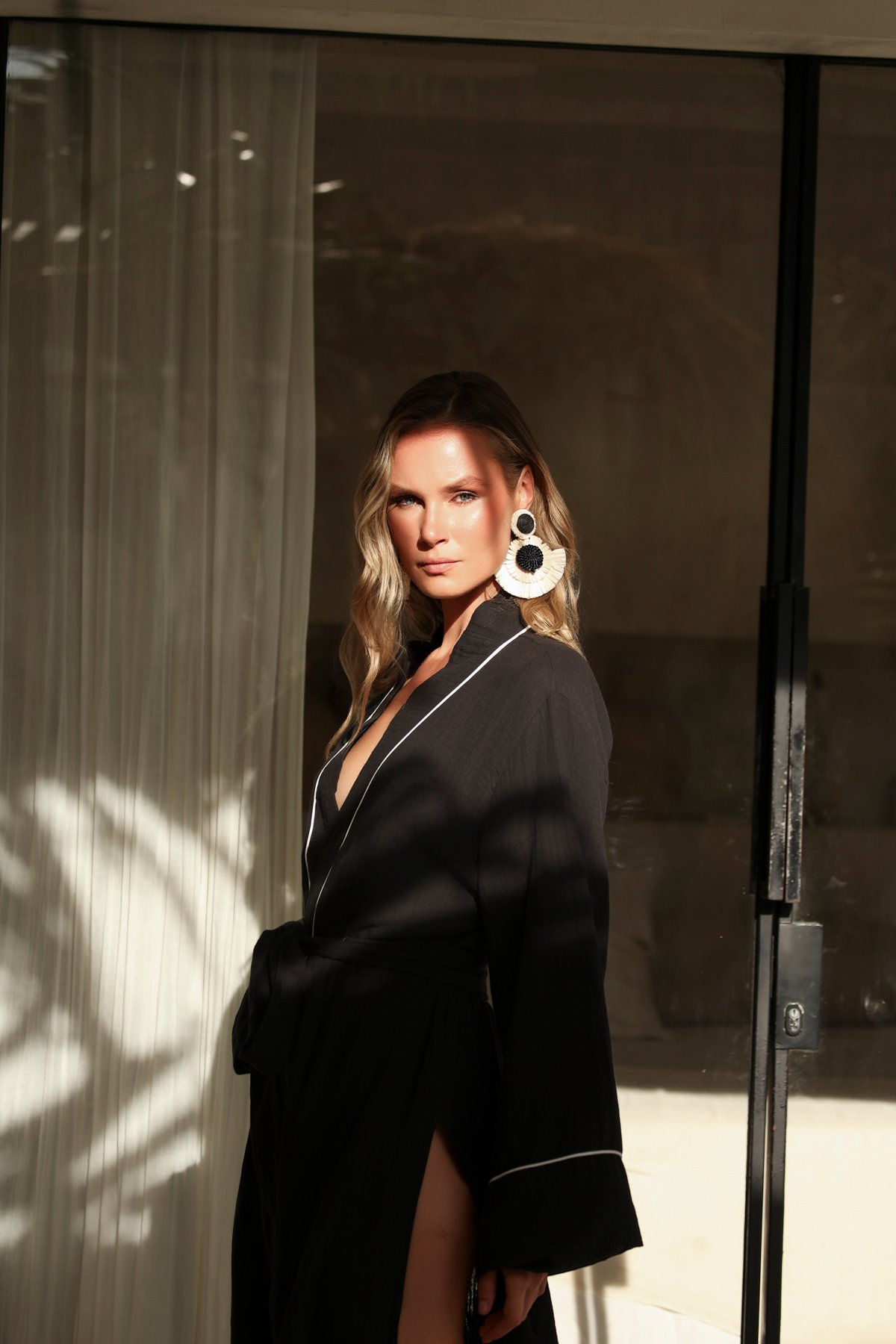 Helen Noır Uzun Kimono Sabahlık - Görsel 7